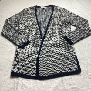 Blunauta Open Front Knit Black/White Wool and Angora Cardigan Size Small